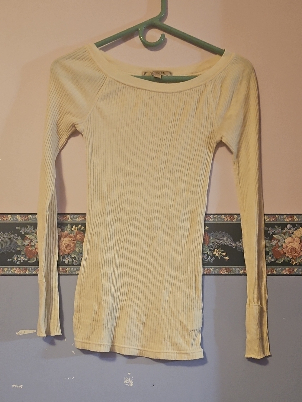 Decree Cream Ribbed Long-Sleeve Top